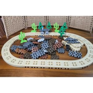 Vintage Little Tikes Waffle Blocks Train Track Set Lot with Trees and Cacti